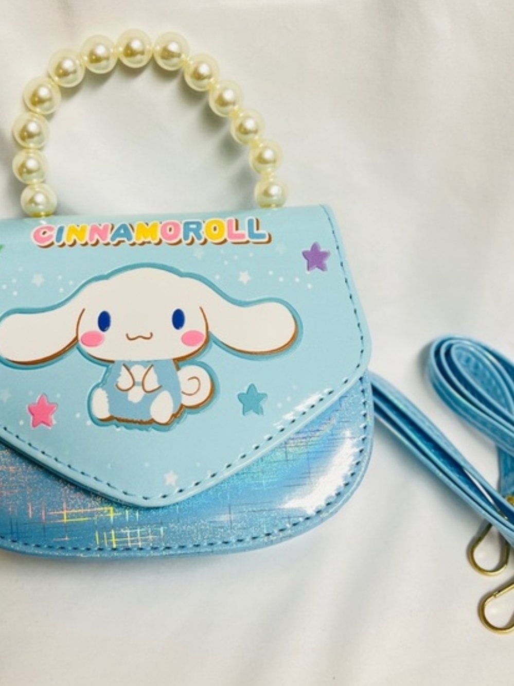 Sanrio Cinnamoroll Light Blue Pearl Handle Crossbody Bag